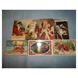 (7) Antique AMAZING CHRISTMAS Postcards