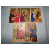 (5) c. 1908 SILK Dress New Years Postcards