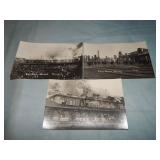(3) KATY RR DEPOT FIRE RPPC Postcards