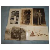 (4) Antique RR PEOPLE & PLOW RPPC Postcards