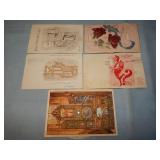(5) Antique MOTION/SLIDING Postcards