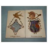 (2) Antique Novelty Postcards w/ Metal & Cloth