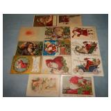 (13) Antique CHRISTMAS SANTA Postcards