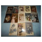 (13) Antique RARE HOLIDAY RPPC Postcards