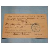 c. 1874 IOWA RAILROAD Land Co. Postcard