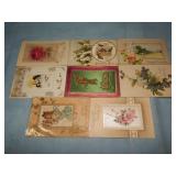 (8) Antique Novelty Postcards w/ Silk Panels