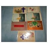(7) Antique Novelty Postcards w/ Silk Panels