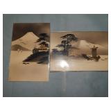 (2) Old Vintge HANDPAINTED JAPANESE Postcards