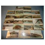 (21) Antique SHIP Related Postcards