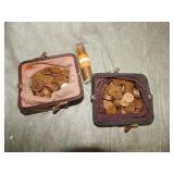 2 Coin purses & roll of 1960 D cents