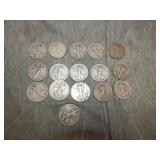 16 Walking Liberty SILVER Half Dollars