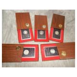 5 PROOF 1972 SILVER Eisenhower Dollars Brown Box
