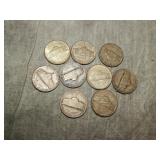 9 SILVER War Nickels 35% Silver