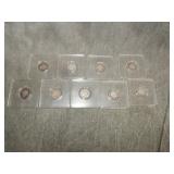 9 Barber Dimes in holders