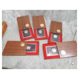5 PROOF SILVER Eisenhower Dollars Brown Box