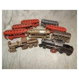 Antique Cast Iron Locomotives and cars