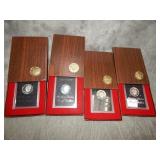 4 PROOF SILVER 1971 Eisenhower Dollars Brown Box