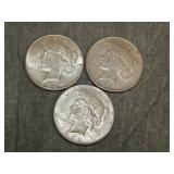 1922 S, 23 S, 26 S Peace SILVER Dollars