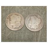 1884 & 1889 O Morgan SILVER Dollars