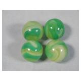 (4) Vintage Akro Agate Limeade Marbles 0.6'
