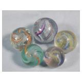 (5) Antique German Latticino/Etc. Marbles