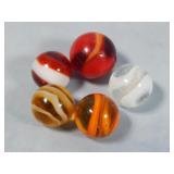 (5) Vintage Akro Agate Snake Marbles