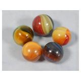 (5) Vintage Master Assorted/Sunburst Marbles