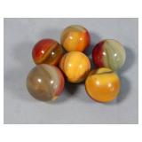 (6) Vintage Master Assorted/Sunburst Marbles