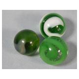 (3) Akro Agate Green Snake Marbles