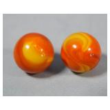 (2) Akro Agate Ketchup & Mustard Marbles 0.6'