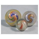 (3) Solid/Double Ribbon German Handmade Marbles