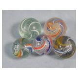 (5) Assorted Latticino/German Marbles