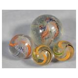 (4) Atq German Marbles (Divided, Latticino)