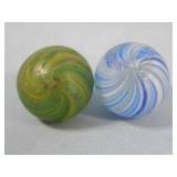 (2) Onionskin Green Lutz & Blue Marbles 0.6'
