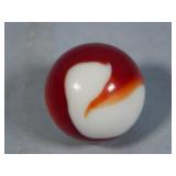 Large Akro Agate Corkscrew Red & White 1.022'