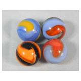 (4) Assorted Akro Agate Corkscrew Marbles 0.6'