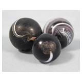 (3) Handmade Indian Multi-Color Marbles