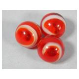 (3) Akro Agate Red Snake Marbles 0.6'
