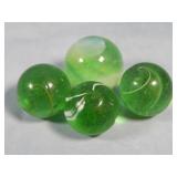 (4) Assorted Vintage Green Marbles