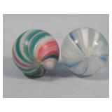 (2) Antique Onionskin Multi-Color Marbles