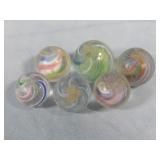 (6) Assorted Marbles (Latticino/Solid/Double)