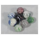 (8) Vtg Assorted Pee Wee Cool Toned Marbles