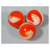 (3) Akro Agate Red Snake Marbles 0.6'