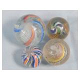 (4) Assorted German Marbles Latticino/Double/Etc.