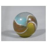 Handmade Blue & Yellow Ribbon Lutz Marble 0.892'