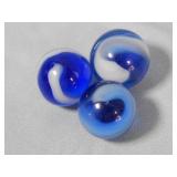 (3) Akro Agate Blue Snake Marbles