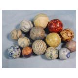 (14) Clay Marbles Bennington/Stoneware/Etc.