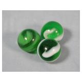 (3) Akro Agate Green Snake Marbles 0.6'