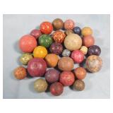 (30) Vintage Handmade Multi-Color Clay Marbles