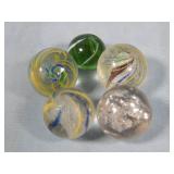 (5) Vtg ASSORTED MARBLES Mica/Latticino/etc